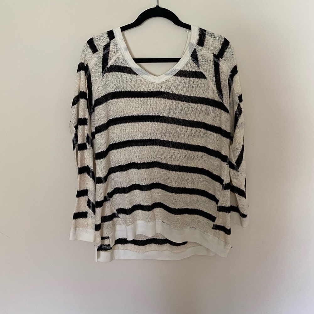 💜3 for 28💜 Off white and black striped sweater - Picture 2 of 4